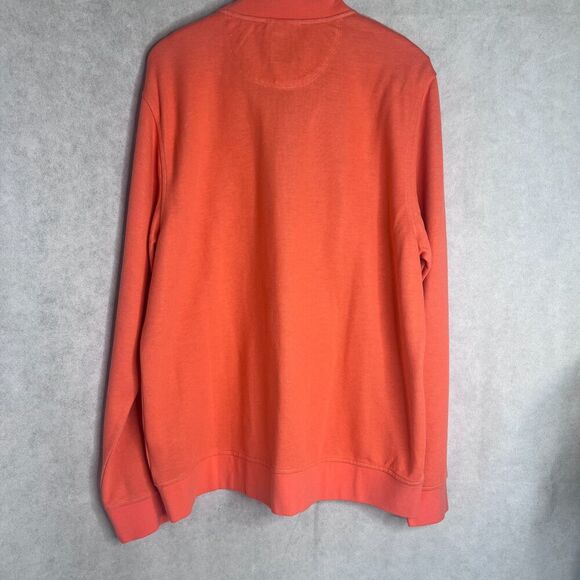 Brooks Brothers Peach Orange 1/4 Zip Long Sleeve Pullover Cotton Blend Sz XL - Picture 2 of 9